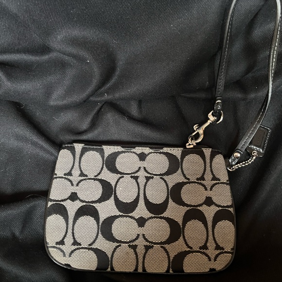 Coach Black and ran CC Monogram Micro Mini Wristlet - Picture 2 of 2